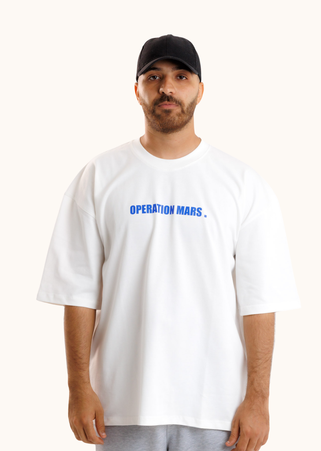 OPERATION MARS White x Blue Oversized Tee