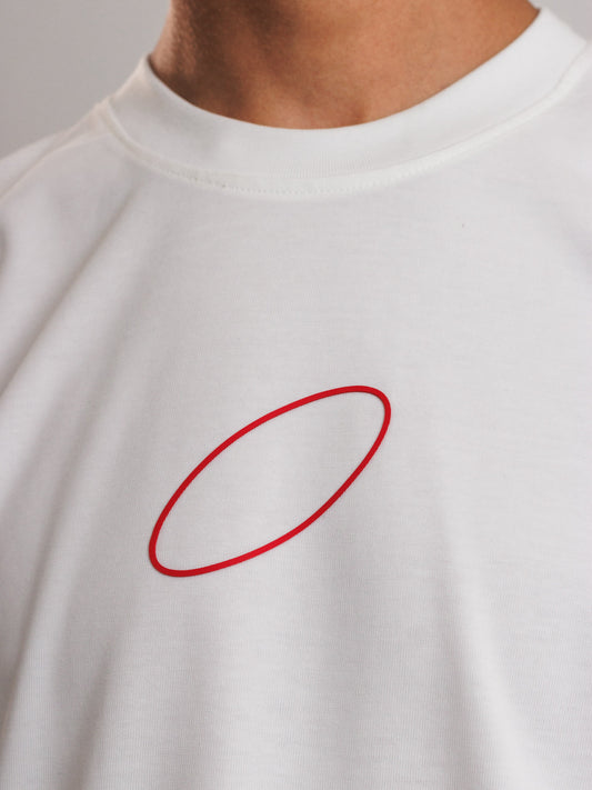 Core Impact Oversized Tee White x Red