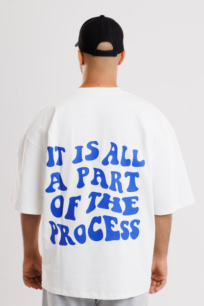 OPERATION MARS White x Blue Oversized Tee
