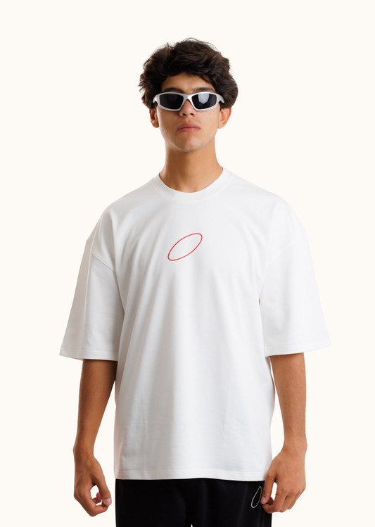 Core Impact Oversized Tee White x Red